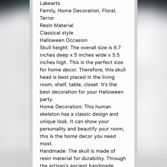 Laikearts Resin Floral Skull Accent - Picture 7 of 13